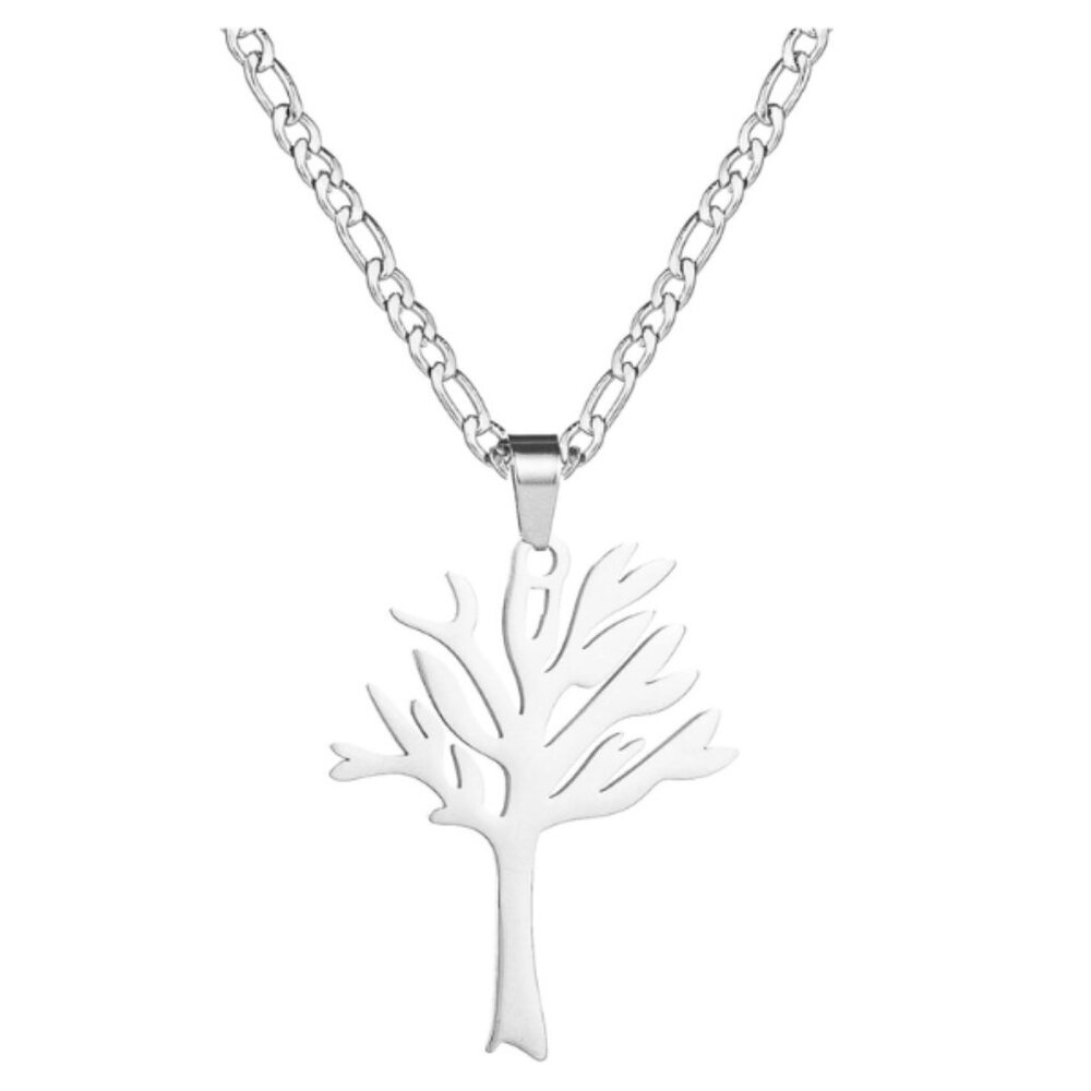 Tree of Life Silver Necklace Stainless Steel Pendant Men Women Jewelry Gift